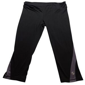 Soffe Junior Girls Large Black Purple Capri Leggings Athletic Yoga and Gym Pants